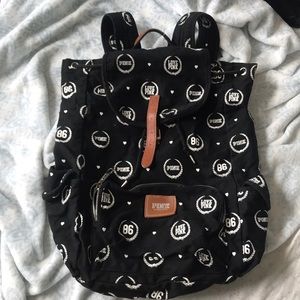 Victoria’s Secret pink logo backpack black